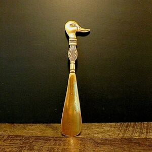 Vintage Brass Duck Head Shoe Horn